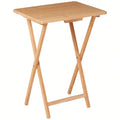 Folding TV Tray Table, Natural Rubberwood, 19x14.5x26 Inches, Bedside Laptop Desk, Portable Snack Table