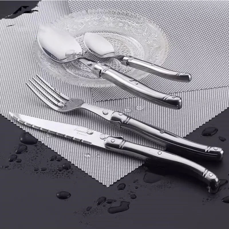 4-24pcs Laguiole Silverware Stainless Steel Dinner Knives Steak Forks Table Spoon Teaspoon Kitchen Tableware set Dishwasher Safe