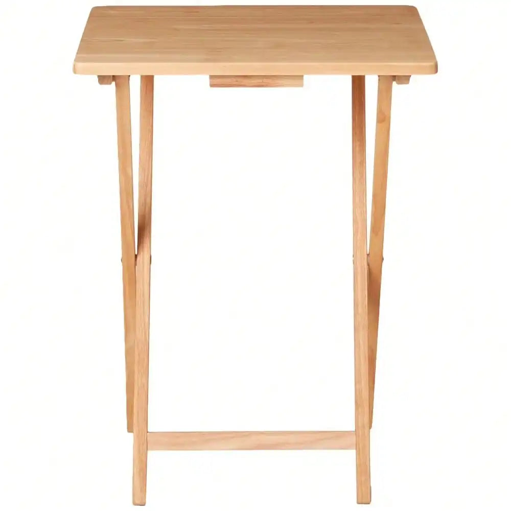 Folding TV Tray Table, Natural Rubberwood, 19x14.5x26 Inches, Bedside Laptop Desk, Portable Snack Table