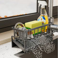 Drill-Free Sink Organizer Multi-Use Sponge Soap Holder Draining Rack for Kitchen Countertop Storage Waterproof Shelf 1PC