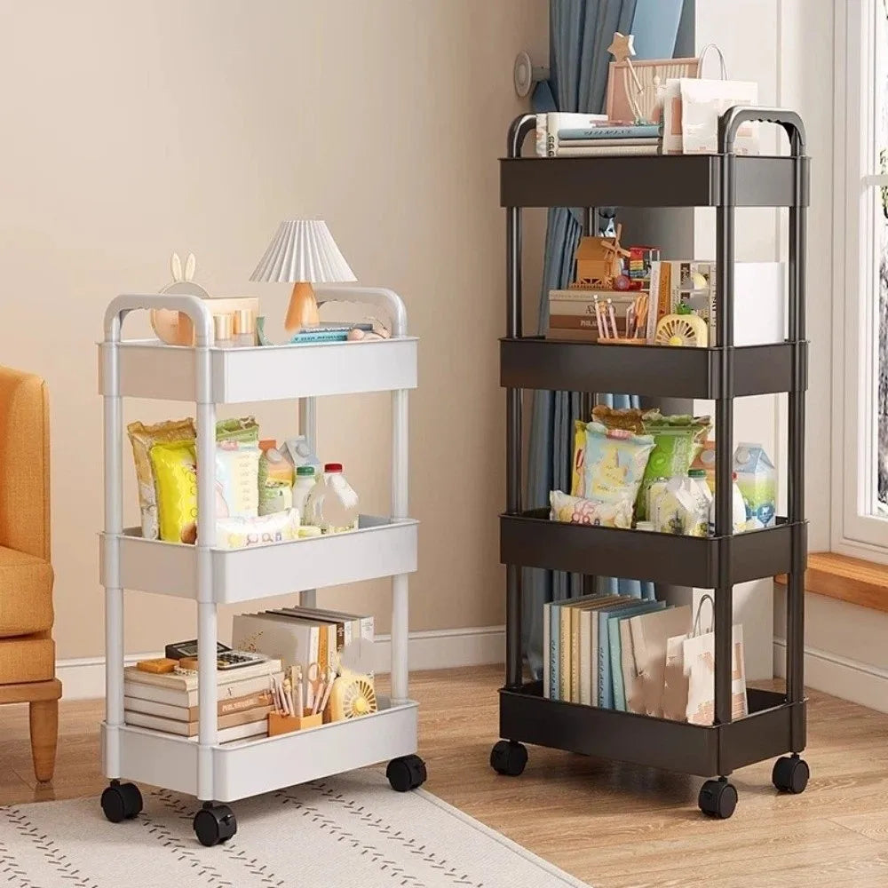 Convenient Snack Storage Rack Large Capacity Removable Mobile Trolley Storage Rack Home Organize Plastic