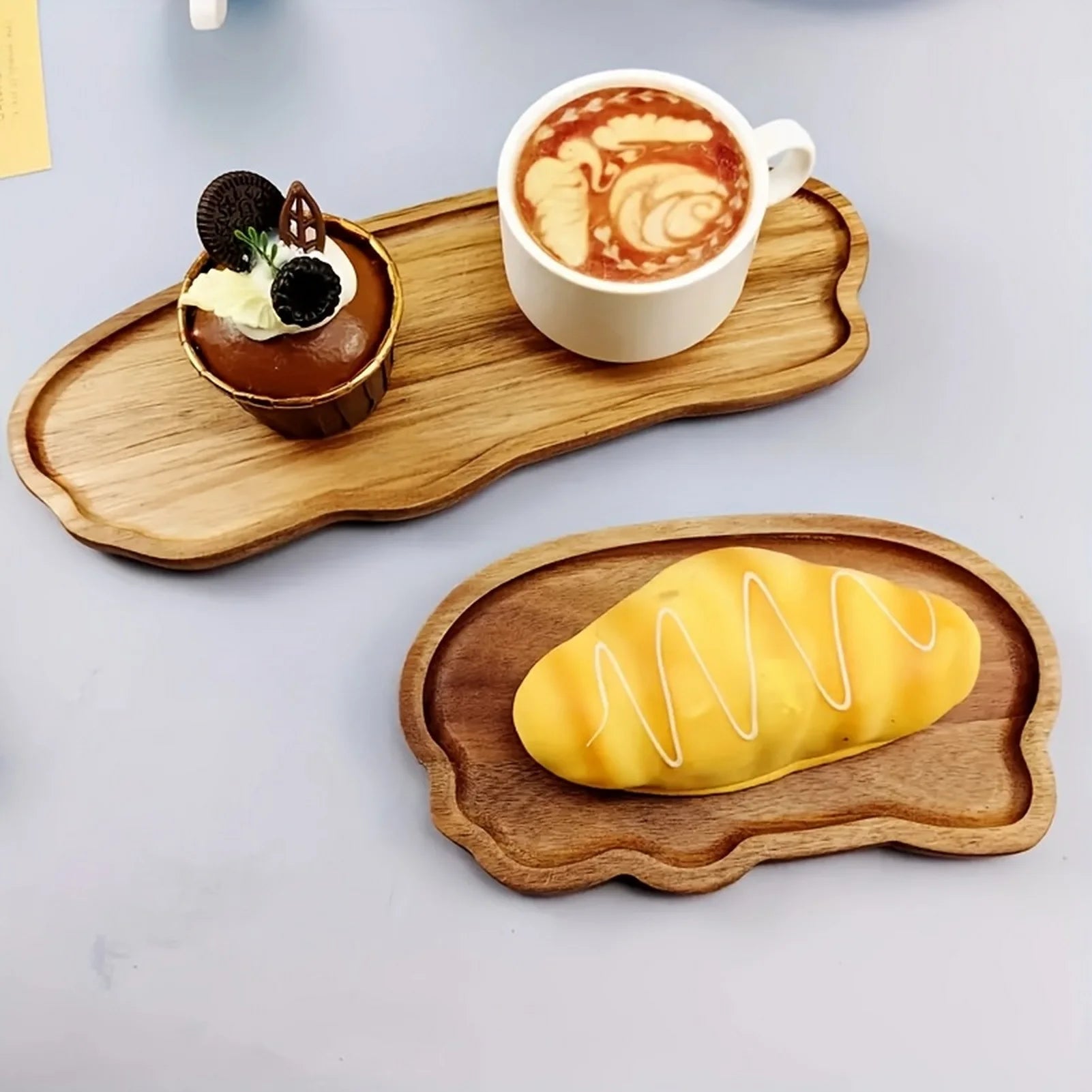 Japanese Style Acacia Wood Tray Rectangular Serving Plate Heat Resistant Wooden Tea Cup Plate Ellipse Bread Board Random Grain