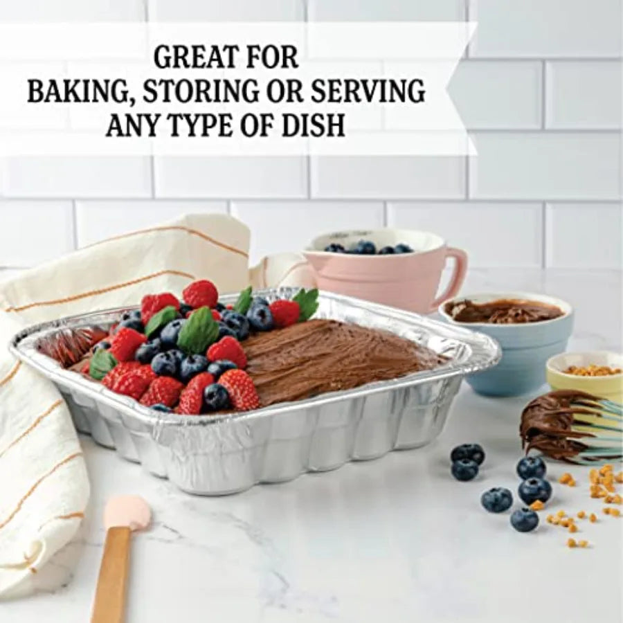 Disposable 10'' X 10'' X 3'' Inch Square Aluminum Tin Foil Baking Pans Bakeware - Cookware Perfect for Baking Cakes Breads Brow