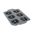 Pro-Relelase Nonstick Bakeware Mini Fluted Cake Pan 6 Cup Small Baking Molds Chocoflan Donuts Cornbread Brownies Buntz Pound Ca