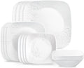 Cherish 16pc Dinnerware Set, Service for 4, 8 Plates 8 Bowls, Chip & Break Resistant, White   ware