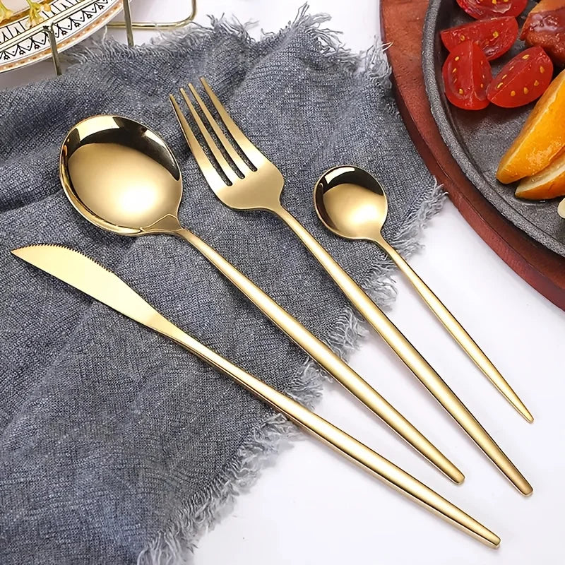 40 Pieces Stainless Steel Cutlery - Mirror Polished, Dishwasher Safe, Suitable For Parties, Weddings,  Knives, Forks, Spoons