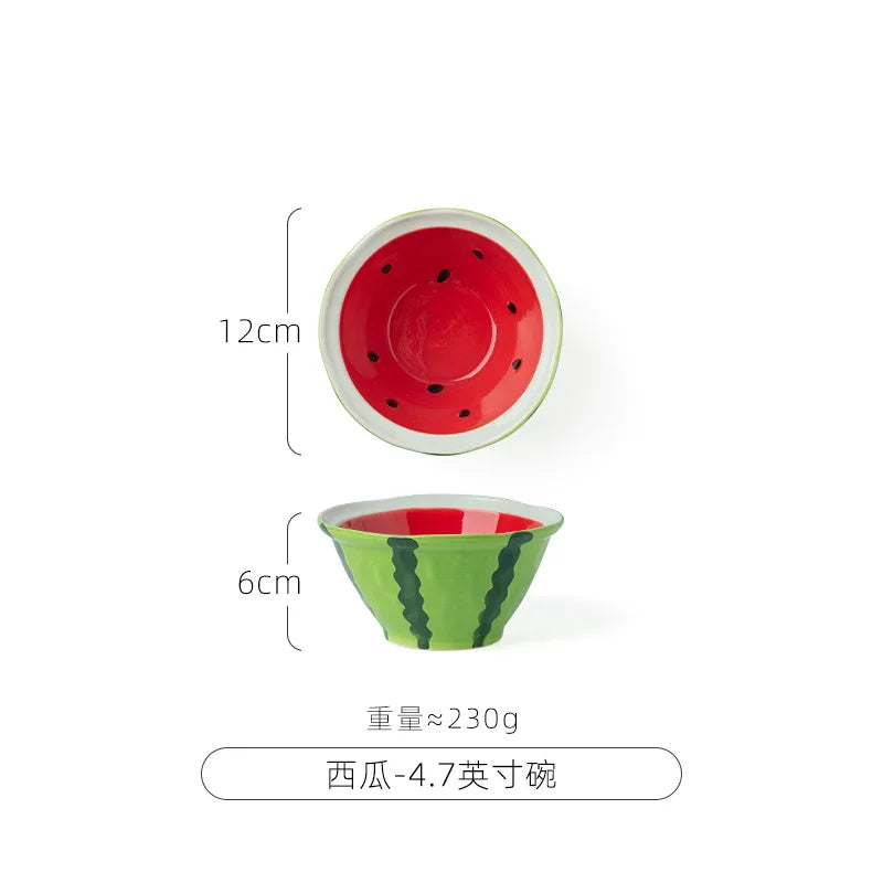 Watermelon Ceramic Tableware Bowls and Cups Lovely Tableware Kitchen Supplies Hand-painted Table Tableware Decorative Plate