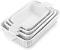 Casserole Dishes for Oven, Porcelain Baking Dishes, Ceramic Bakeware Sets of 4, Rectangular Lasagna Pans Deep with Hand