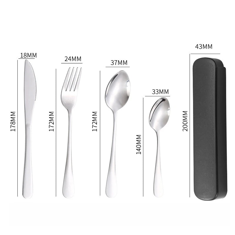 Portable Tableware Spoon Knife Fork Four-piece Set Household Student Tableware Set Fit Outdoor Tableware Cutlery Set