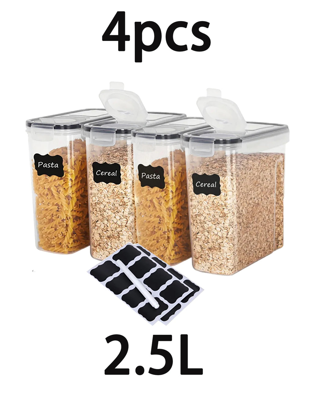 4pcs2.5 Large Food Storage Containers With Lids, Airtight Food Storage Containers For Kitchen Pantry Organization And Storage,