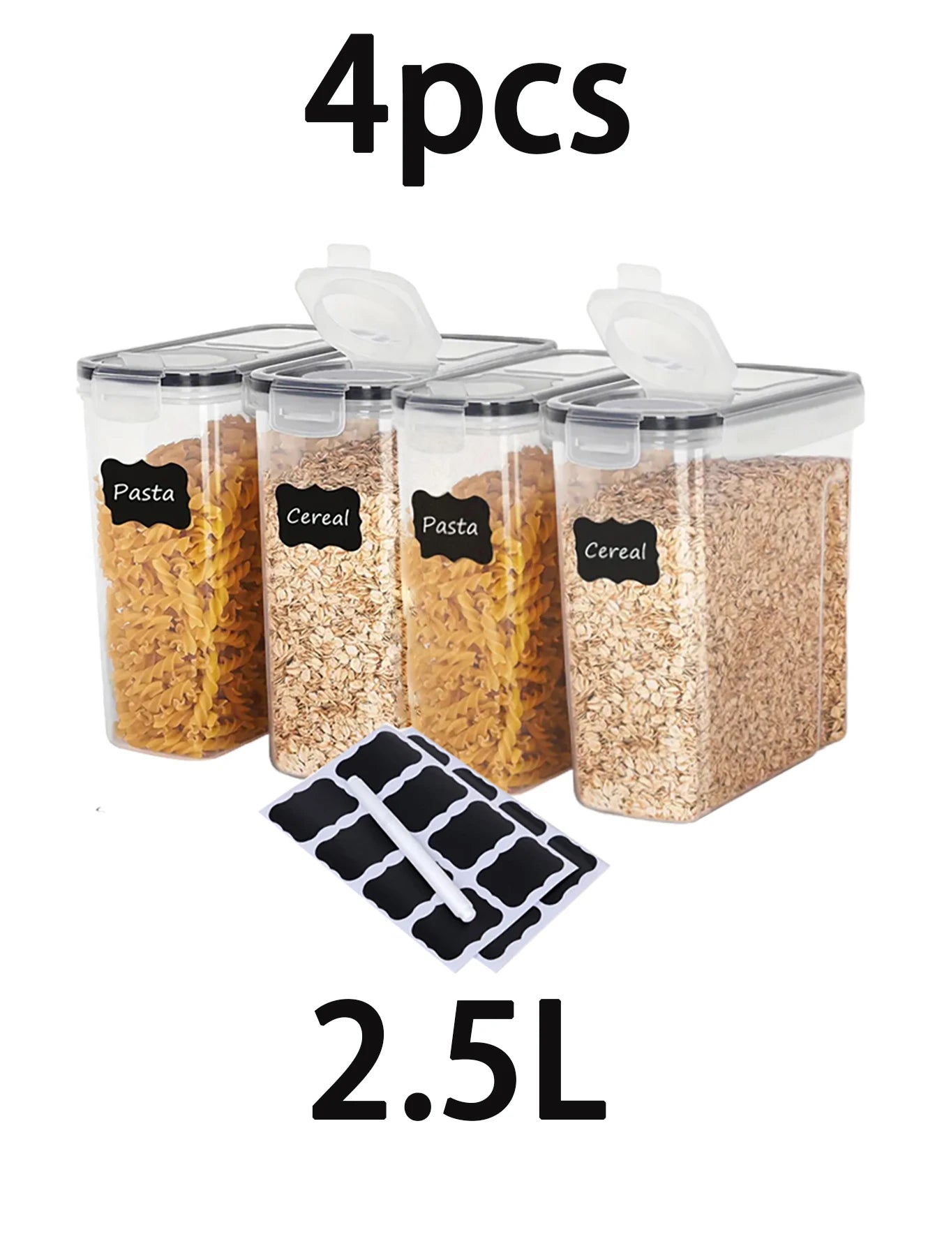 4pcs2.5 Large Food Storage Containers With Lids, Airtight Food Storage Containers For Kitchen Pantry Organization And Storage,