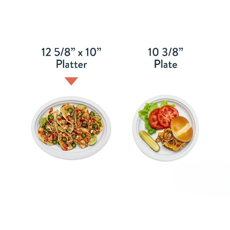 Premium Disposable Paper Platters 12 ⅝ x 10", White, 30 Count