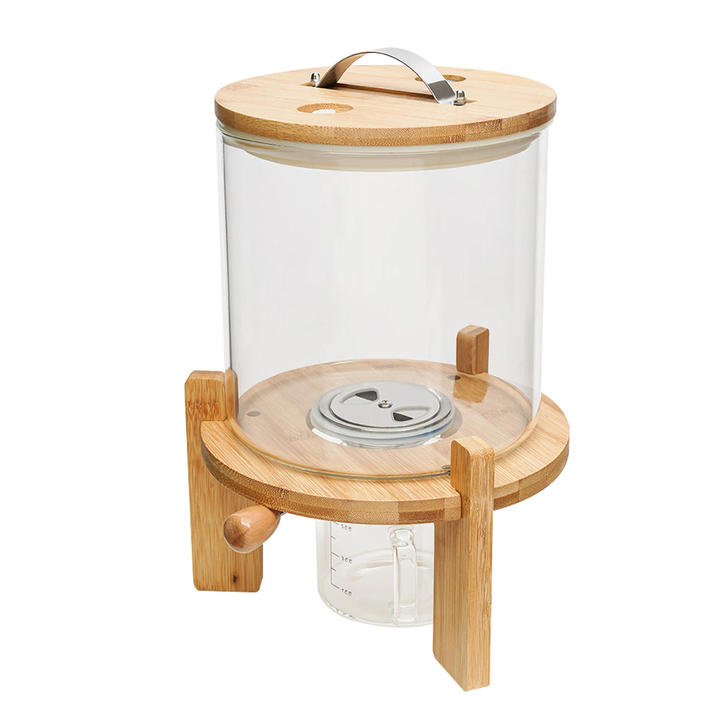 NEW 5L Rice Dispenser Grain Container Cereal Storage Dry Food Glass Bottle w/ Valve For Pantry Organization And Storage Glass