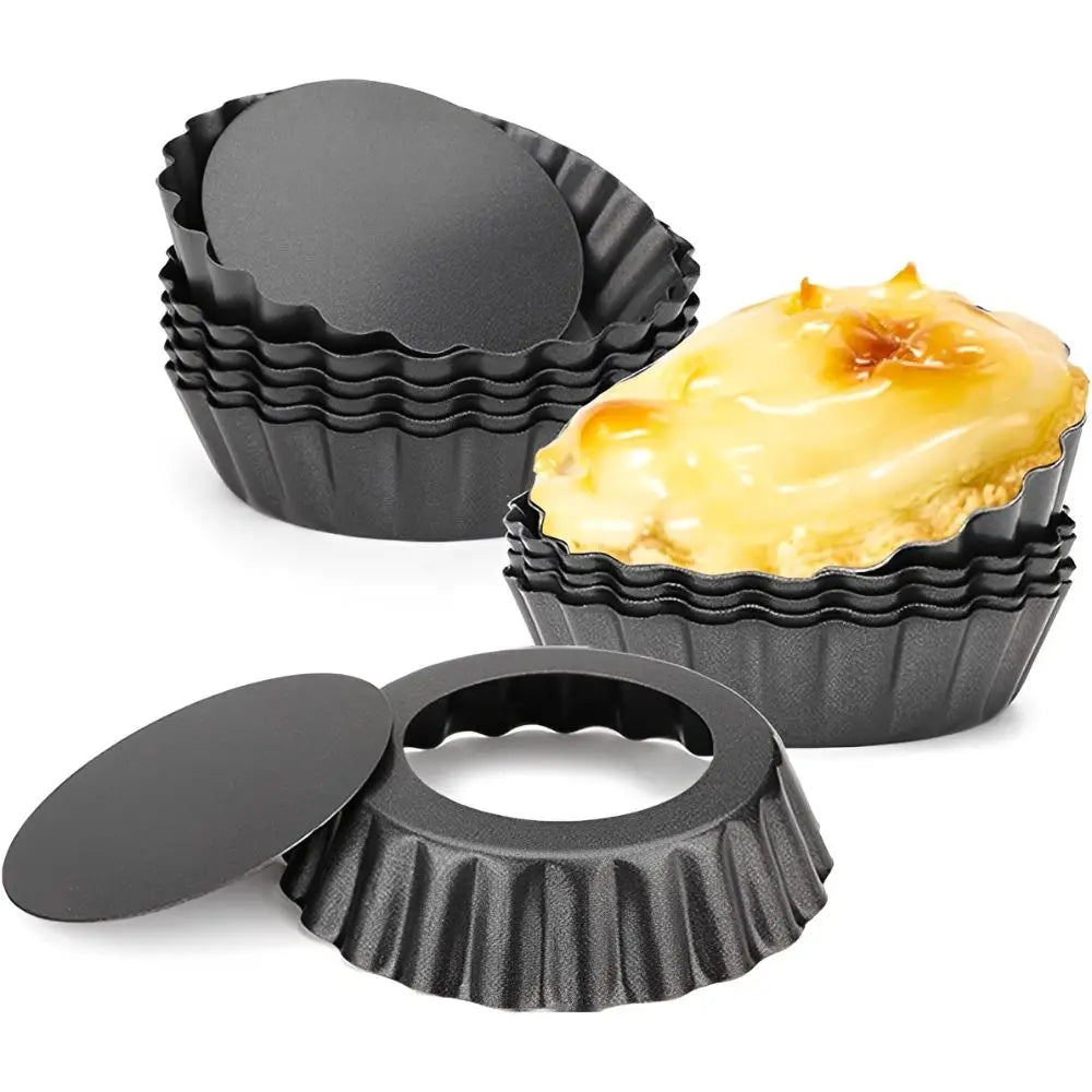 1pc 4/6/8/9 Inch Non-Stick Tart Pan Set with Removable Bottom, Carbon Steel Fluted Pie & Quiche Molds for Quiches, Mini Cakes, Pizzas & Pastries, Easy to Clean and Ideal for Home Baking YMY
