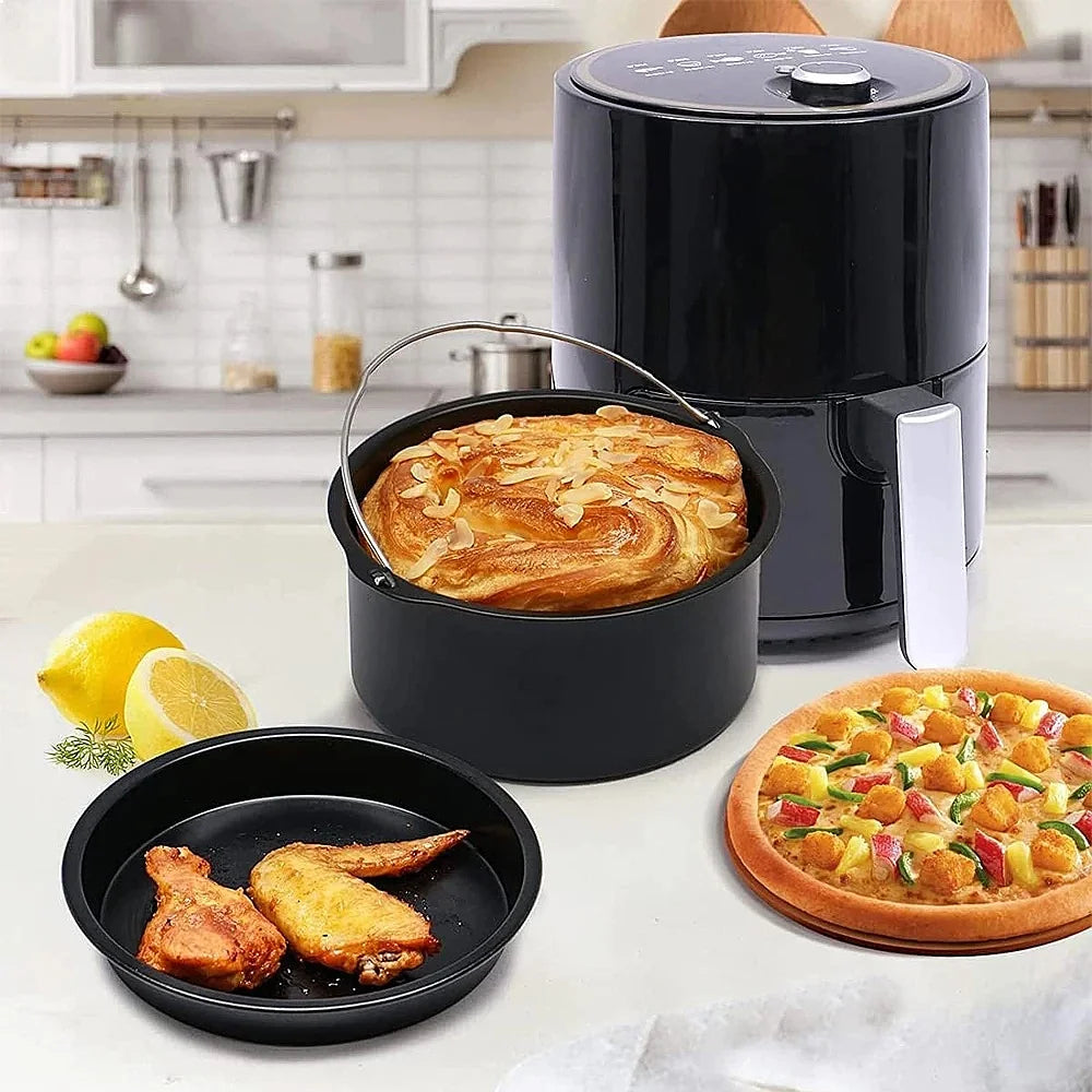 6/7/8 Inch Round Cake Mold Non Stick Baking Pan Tray with Handles for Air Fryer Oven Pizza Bakeware