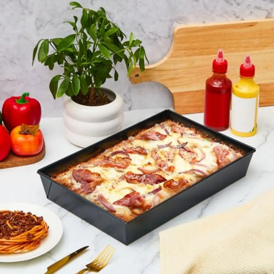 Pcs Detroit Style Pizza Pan Non Stick Rectangle Deep Pizza Pans Pre Seasoned Carbon Steel Sicilian Style Pan Dish Bakeware Kitc