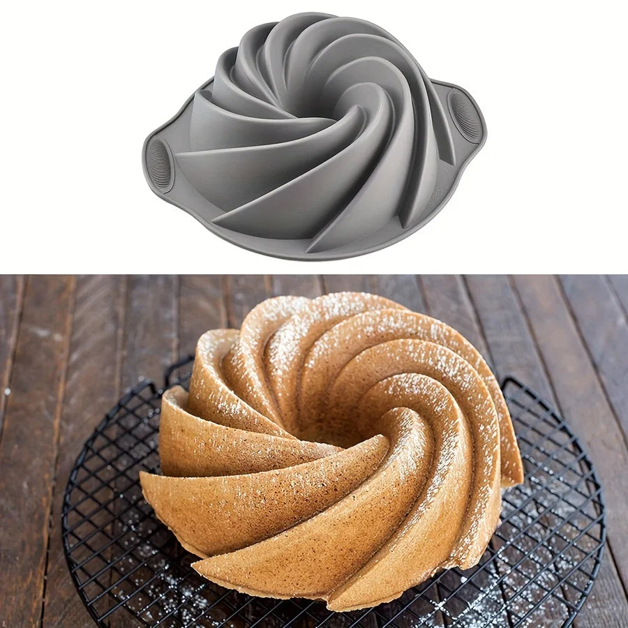 High quality silicone cyclone cake mold High temperature resistant household oven baking pan steamed cake mold baking tools