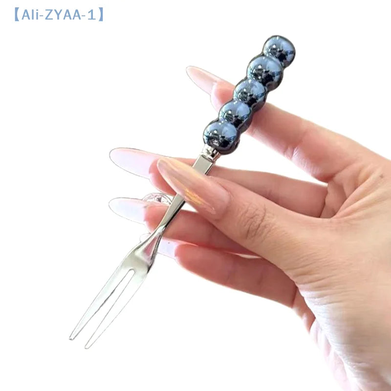 【ZYAA-1】3Pcs Stainless Steel Dinner Fork Long Handle Table Forks Set Korean Cutlery Four Tine Salad Dessert Fruit Forks Kitchen