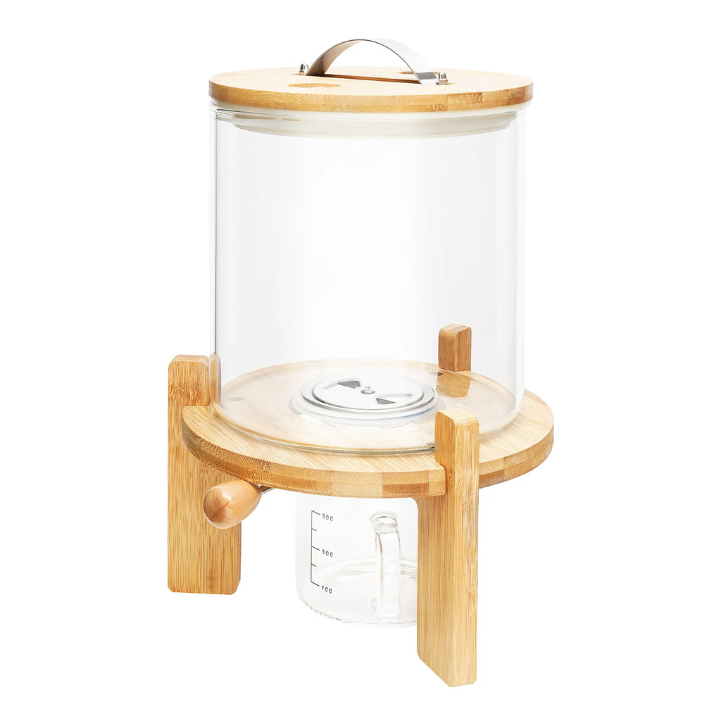 NEW 5L Rice Dispenser Grain Container Cereal Storage Dry Food Glass Bottle w/ Valve For Pantry Organization And Storage Glass