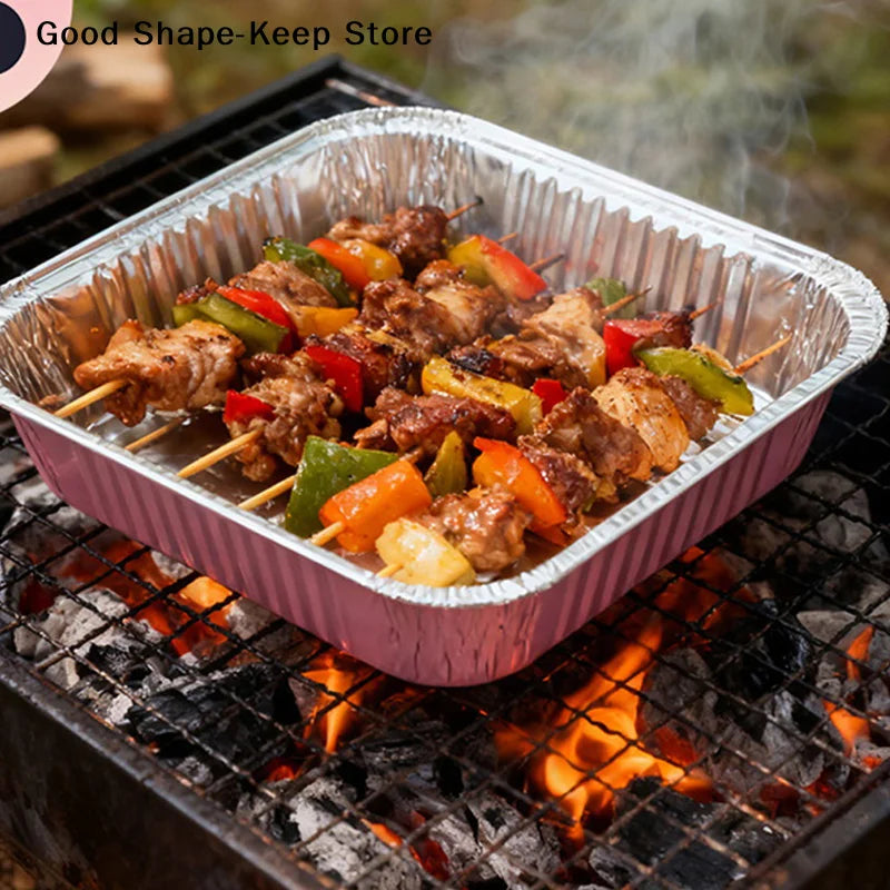 10Set Loaf Pans With Lids And Spoons Heat-Resistant Cake Pans Non-Stick Square Aluminum Foil Baking Pan Bread Container