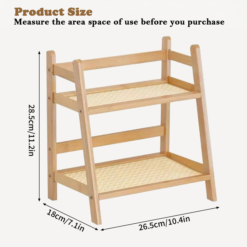 40cm Double Layer Desktop Organizer Shelf for Office Kitchen Cup Holder Storage Holders Rack 2 Tiers Space Saving Wooden Shelfs