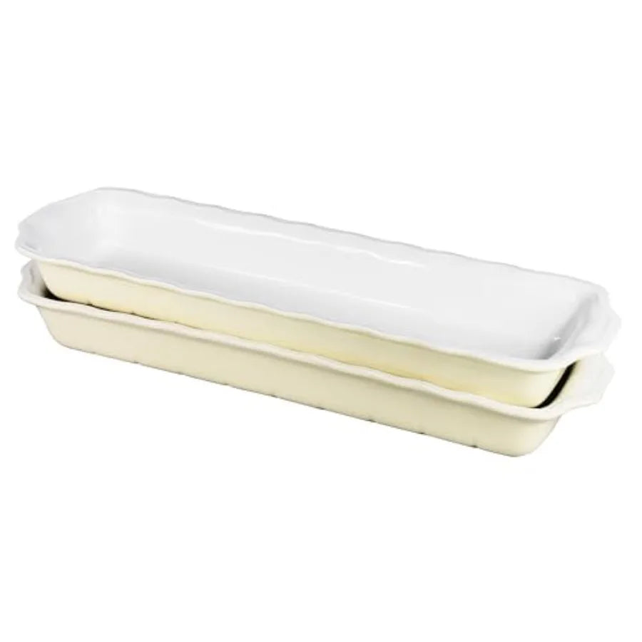 15" x 3.5" Ceramic Loaf pan Set of 2 27 OZ Rectangle Bakeware Baking Supplies Heritage Loaf Pan - Relatively long for Cake Brea