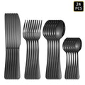 4/6/16/24pcs Black stainless steel cutlery 1010 round handle knife, fork and spoon cutlery set suitable for home and hotel
