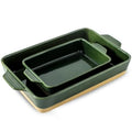 Ceramic Baking Casserole Dish with Handles, Large 9x13 inch Pan and Middle Baking Pan - Porcelain Serving Bakeware Set