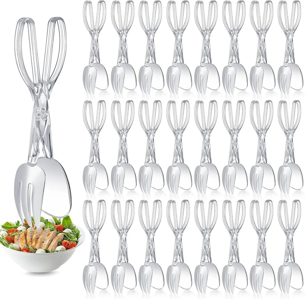 1pcs Plastic Salad Scissor Tongs,Clear Utensils for Chef Cooking with Detachable Design,Clear Utensils for Chef Cooking,Reusable Food Tongs for Chefs Cookings,Kitchen,Buffet and Party