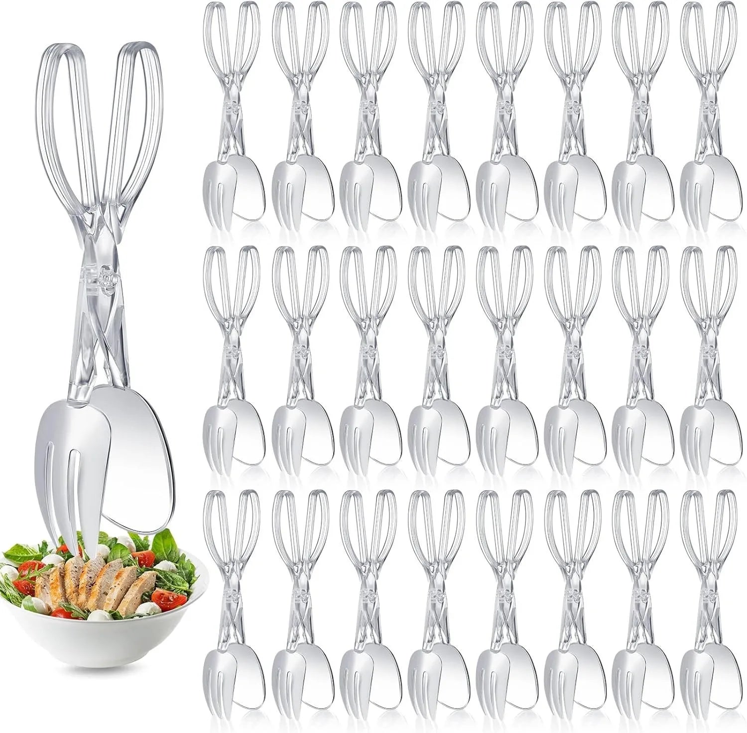 1pcs Plastic Salad Scissor Tongs,Clear Utensils for Chef Cooking with Detachable Design,Clear Utensils for Chef Cooking,Reusable Food Tongs for Chefs Cookings,Kitchen,Buffet and Party