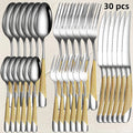 30pcs Diamond Star Cutlery Set Dinner Knife/Fork/Spoon Included for Women Wedding Party Table Setting Christmas Gift