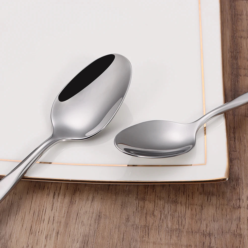 4/6/16/18/20/24Pcs Sliver Dinner Set Cutlery Set Stainless Steel 304 Tableware Western Knife Spoon Mirror Elegant Dinner Set