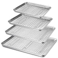 16 + 12.5 + 10.4 + 9 Inch Baking Sheet and Rack Set 8Pcs Stainless Steel Cookie Sheets Oven Baking Trays Cooling Racks for Cook