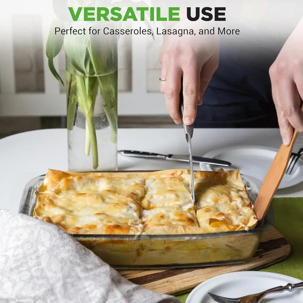 8-Piece Deep Glass Bg Dish or Oven with Lids - Casserole Dishes or Oven - Bakeware Sets or Lasagna, Meatloa, Letovers, Cooking,