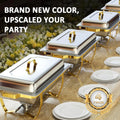 Chafing Dishes for Buffet 4 Pack 7pan, 9QT [Elegant Gold and Silver Colors] Stainless Steel Chafing Dish Buffet Set [Sturdy and High Grade] Chafers and Buffet Warmers Sets
