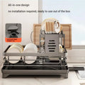 Adjustable Stainless Steel Dish Rack – Over Sink Plate Drainer with Drainboard, 304 Grade