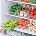 Large-capacity transparent refrigerator storage box, space-saving kitchen food cabinet organizer, easy-pull out design