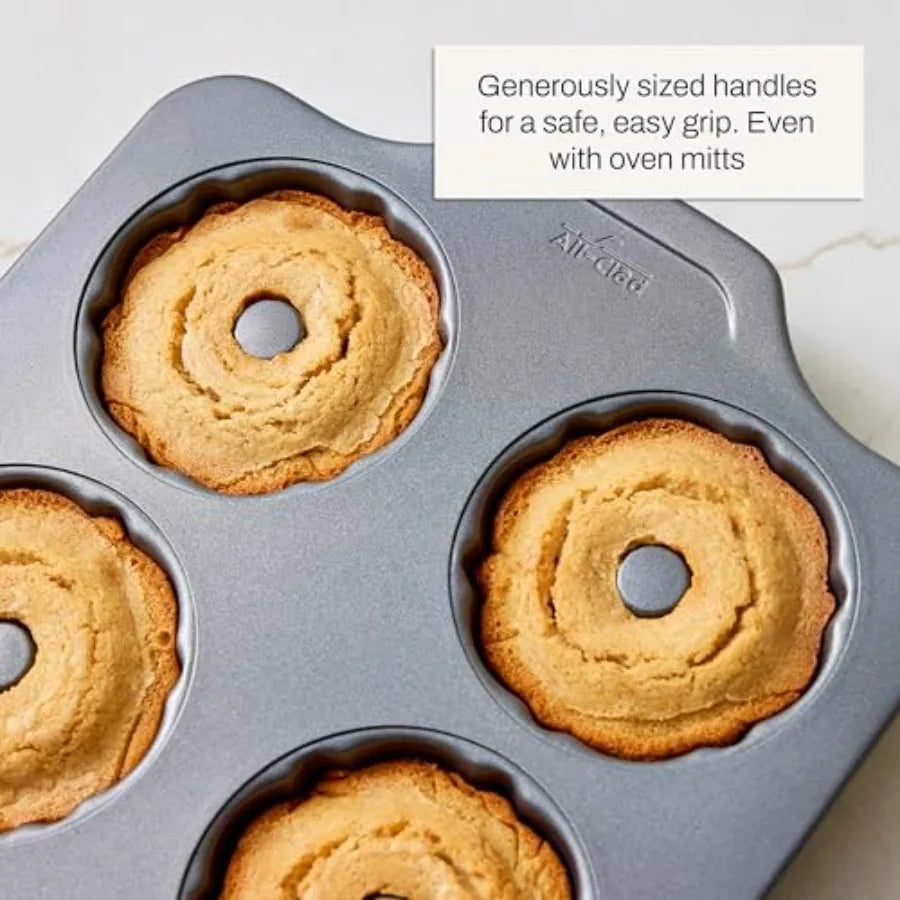 Pro-Relelase Nonstick Bakeware Mini Fluted Cake Pan 6 Cup Small Baking Molds Chocoflan Donuts Cornbread Brownies Buntz Pound Ca