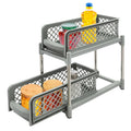 Yiyibyus 2-Tier Pull Out Cabinet Organizer,Under Sink Organizer,Pull-Out Organizer, Kitchen Cabinet Drawer (Grey.2-Tier)