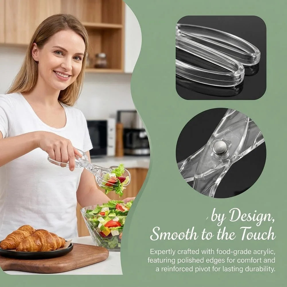 1pcs Plastic Salad Scissor Tongs,Clear Utensils for Chef Cooking with Detachable Design,Clear Utensils for Chef Cooking,Reusable Food Tongs for Chefs Cookings,Kitchen,Buffet and Party
