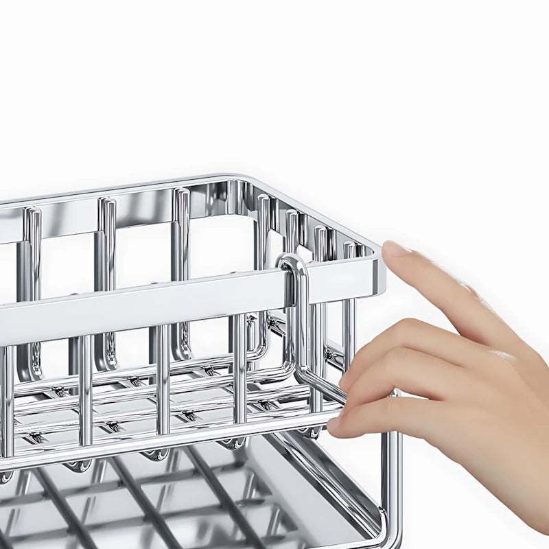 Stainless Steel Kitchen Sink Organizer: 24cm/12cm/10cm Drainage Rack for Cleaning Supplies & Sponge Storage