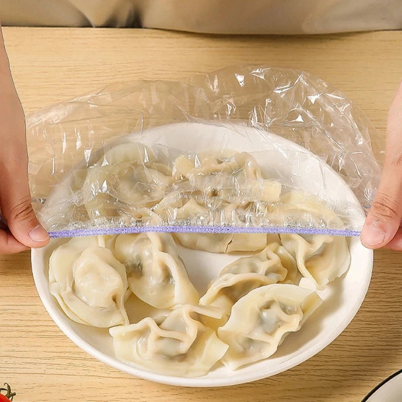 100/1000pcs Colorful Disposable Food Cover Plastic Wrap Elastic Food Lids Cups Caps Storage Plastic Bag Kitchen Accessories
