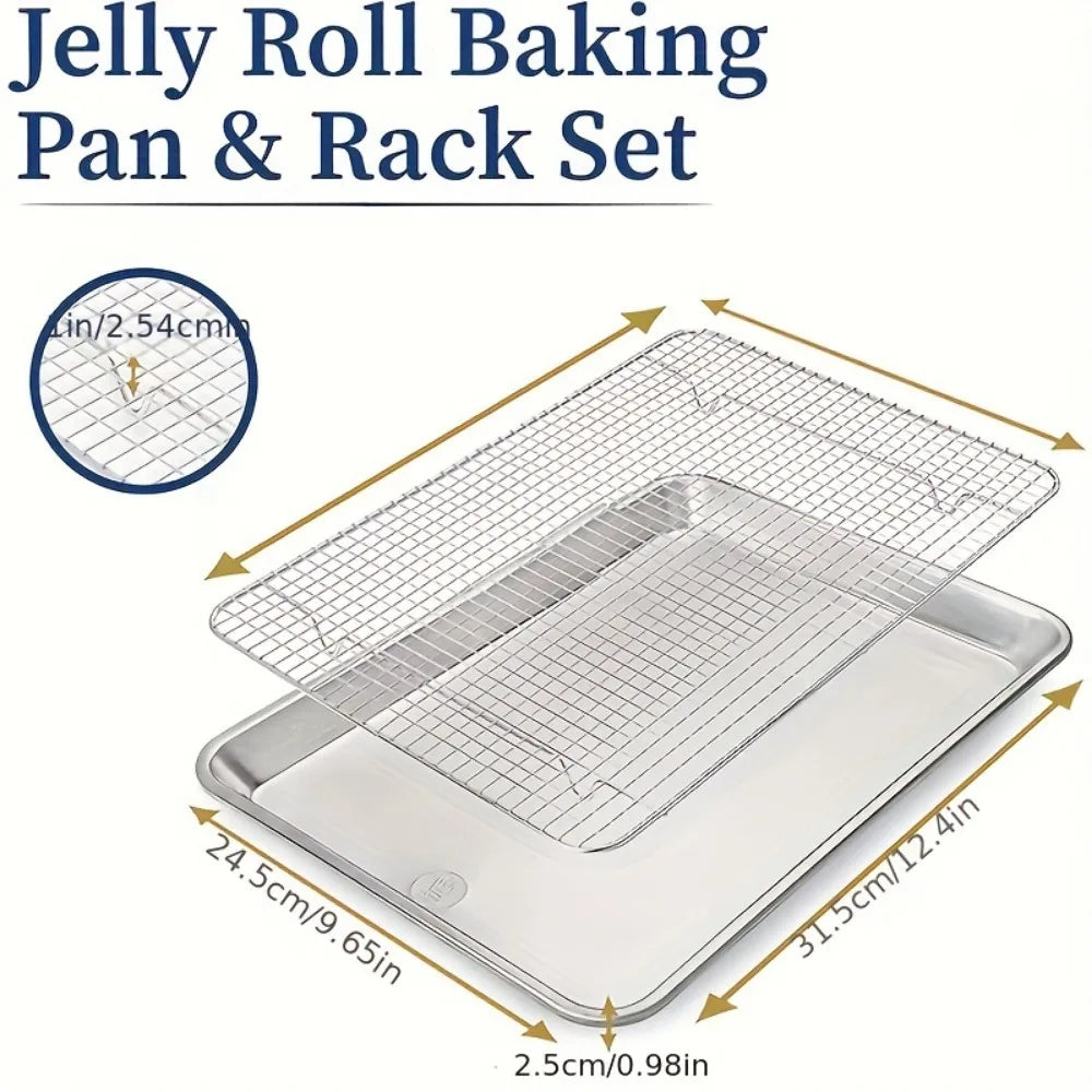 430 Stainless Steel Square Perforated Baking Tray. 40x31cm, Oven Safe, for Roasting, Draining, Durable