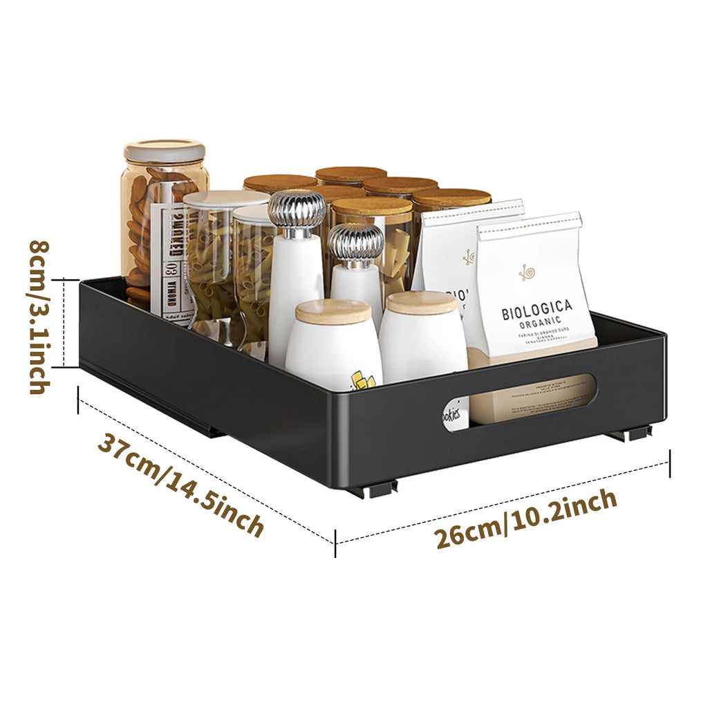Pull Out Cabinet Organizer, Heavy Duty Slide Out Drawers Fixed With Adhesive Film, Storage Organization Tray for Kitchen Pantry