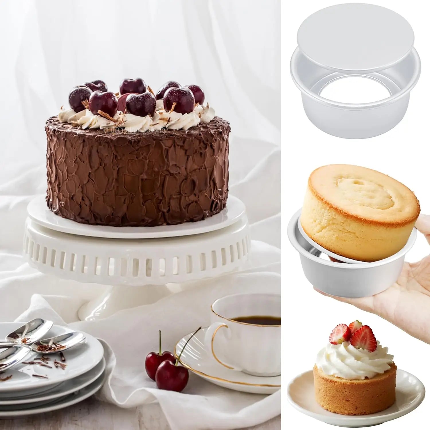 4 Inch Round Cake Pan Set of 8, Nonstick Aluminum Baking Pans with 100 Parchment Sheets, Removable Bottom for Mini Cheesecakes, Desserts, Pizzas & Quiches