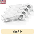 4 Pack Wide XL Drawer Organizer Clear Cabinet Insert Storage Solutions Kitchen Bathroom Pantry Decluttering Easy Visibility