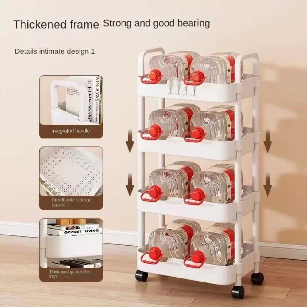 HOT NEW Multi-Layer Trolley Rack Kitchen Floor Bedroom Baby Snacks Mobile Bathroom Bathroom Storage Storage Rack
