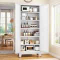 75.2" Tall Metal Kitchen Pantry Storage Cabiwith 2 Door and 5 Adjustable Shelves, Cupboard or Kitchen, Dining Room, Living Room