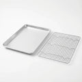 430 Stainless Steel Square Perforated Baking Tray. 40x31cm, Oven Safe, for Roasting, Draining, Durable