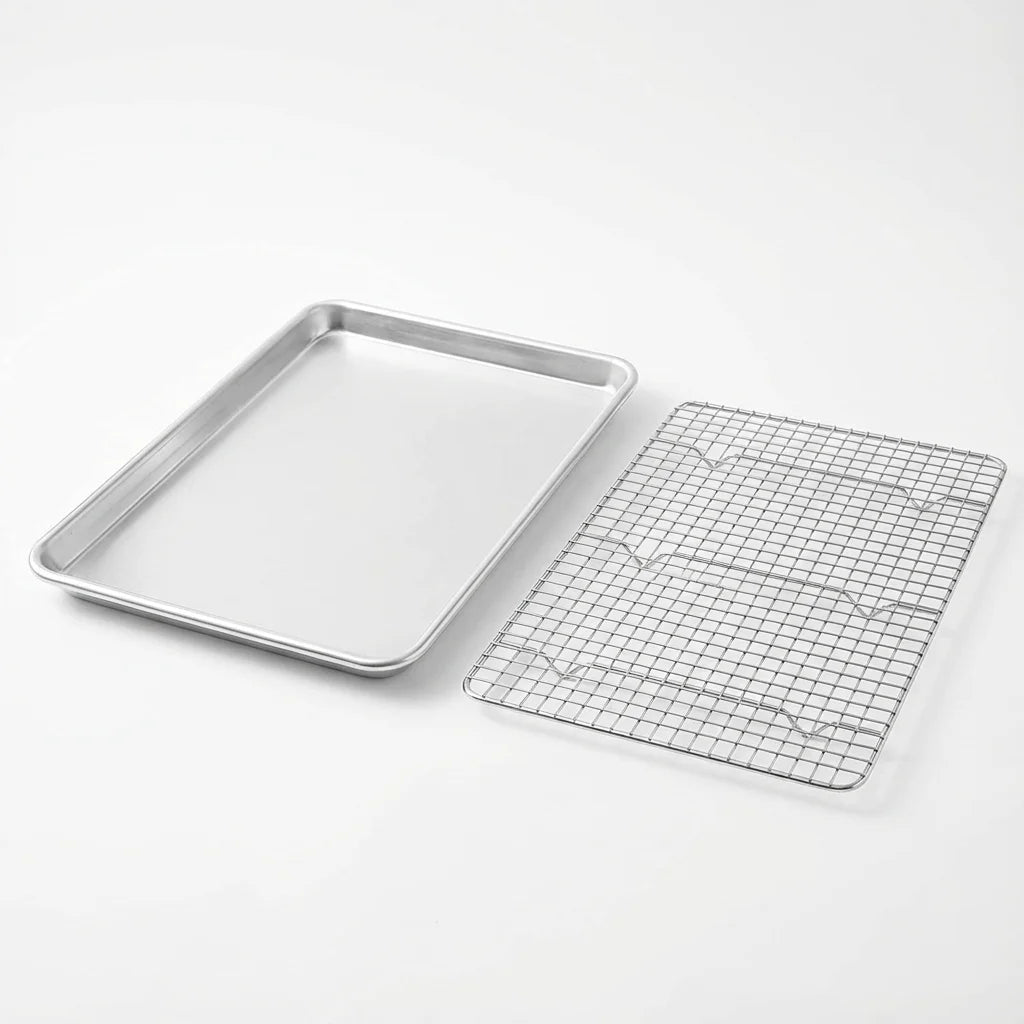 430 Stainless Steel Square Perforated Baking Tray. 40x31cm, Oven Safe, for Roasting, Draining, Durable